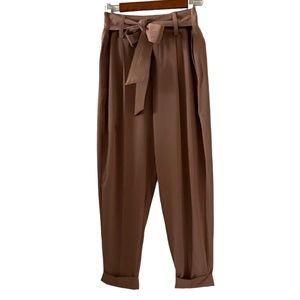 Athleta Cardiff High Rise Tie Waist Pant In Light Brown Size 8
